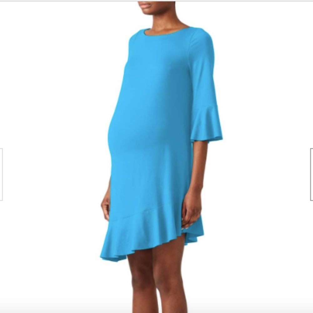 Susana Monaco Blue Ruffle Maternity Dress